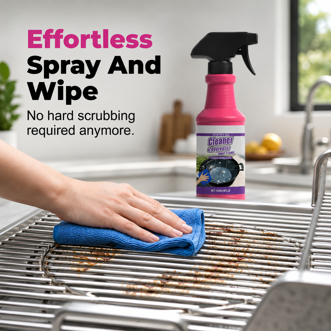 🔥Fast-Acting Heavy-Duty Grill Degreaser Spray🍢💦Cuts through grease, burnt-on grime & carbon buildup fast.