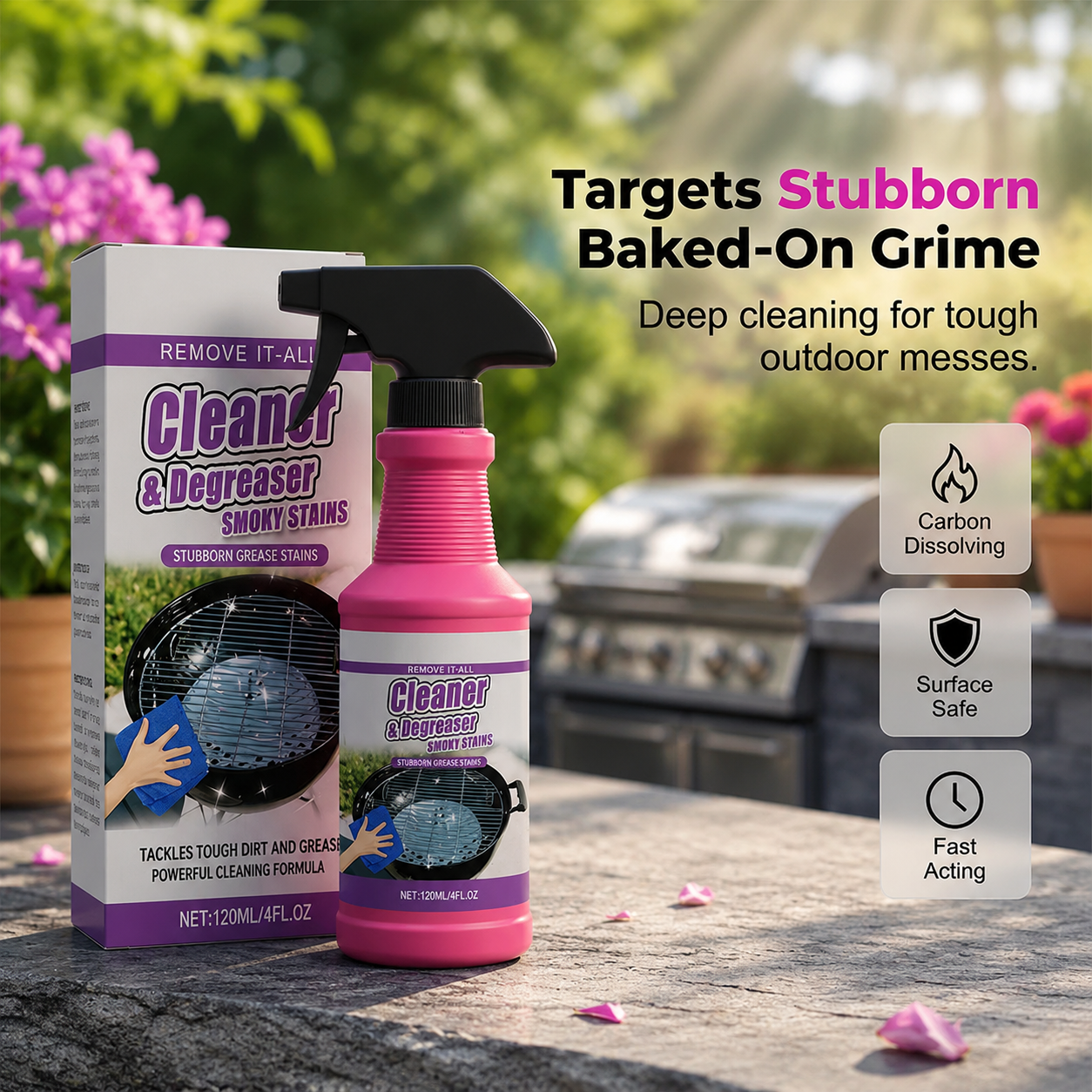 🔥Fast-Acting Heavy-Duty Grill Degreaser Spray🍢💦Cuts through grease, burnt-on grime & carbon buildup fast.