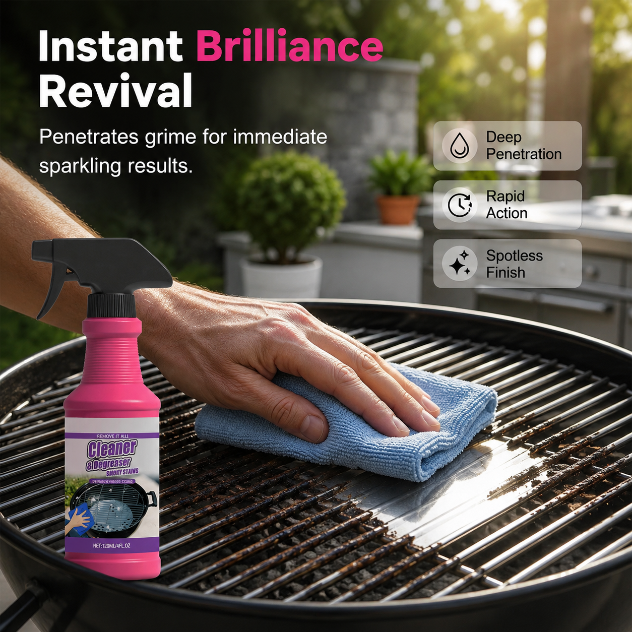 🔥Fast-Acting Heavy-Duty Grill Degreaser Spray🍢💦Cuts through grease, burnt-on grime & carbon buildup fast.